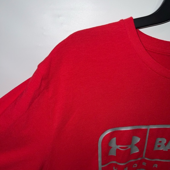 Under Armour T-Shirt Mens Large Red Nylon Blend Heat Gear Baseball Logo - Picture 5 of 14